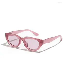 Solglasögon vintage kattögon kvinnor för män modedesigner solglasögon trend punk sexig lady rivet lila rosa nyanser