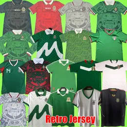 Mexico Retro Soccer Jerseys 1994 1999 National Team Men Retro Long Sleeve Vintage Football Shirt H. Sanchez T målvakt Uniform Football Shirt Hernandez Sweatshirt