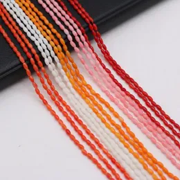 Perlen Reisform Rot Orange Koralle Lose Spacer für Schmuckherstellung DIY Frauen Halskette Armband Ohrringe Zubehör Größe 2x4mm