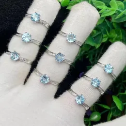 Cluster Rings 10 PCS Genuine Natural Blue Topaz Ring For Women Fashion Stone Adjustable Engagement Party Jóias Presentes Atacado