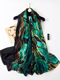 Sarong Silk Winter Scalf Luksus Design Print Lady Beach Shawl szaliki moda gładka faulard żeńska hidżab 230629