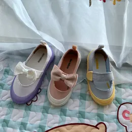 Scarpe singole sportive per bambini Scarpe da tavola leggere in tela con fiocco per ragazzi e ragazze