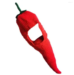 Berets BomHCS Novetly Chilli Headgear Handmade Knitted Funny Beanie Hat Halloween Party Prop Gift