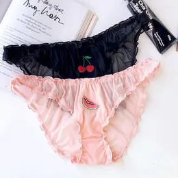 Womens Panties Summer Cute Fruit Stickers Solid Color Underwear Soft and Breathable Lace Edge Seamless Sexy Close-fitting