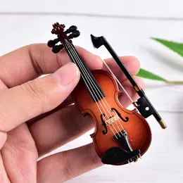 Baby Music Sound Toys Mini violino con supporto Collezione di strumenti musicali in legno in miniatura Ornamenti decorativi Giocattoli musicali 230629