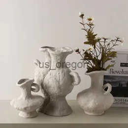 Vasi Vasi in ceramica bianca Idroponica Stile scandinavo Vaso da fiori semplice Accessori per la tavola Bagno Estetica Decorazioni per la camera Decorazione x0630