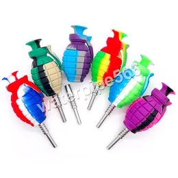 Muliti Color Grenade Silicone NC Smoking Accessory 14mm Joint with GR2 Titanium Nails Silicone Caps Oil Rigs