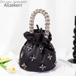 Evening Bags Women Pearl Handle Satin Hobo Bags Korean Chic Handmade Top Handle Color Beads Bucket Black Kawaii Purses And Handbags 220726 Z230701