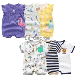 Completi di abbigliamento Abiti da bambina estivi preferiti dai tempi Tuta a maniche corte Pigiama di cotone Pagliaccetto neonato Costumi di animali dei cartoni animati J230630