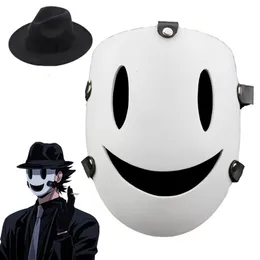 Party Masks Anime Cosplay Tenkuu Shinpan Highrise Invasion Cosplay Mask Hat PVC White Japanese Samurai Costume Props 230630