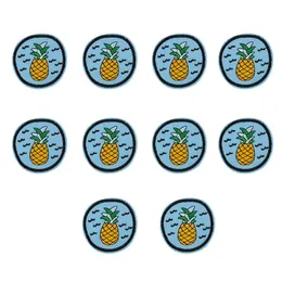 10PCS bule badge embroidery patches for clothing iron pineapple patch for clothes applique sewing accessories on clothes iron on p316u