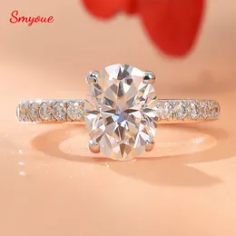 Smyoue 18k Plated 2.4cttw Oval Cut Moissanite Wedding Ring for Women Top Quality Sparkling Engagement Band 100% S925 Silver Ring