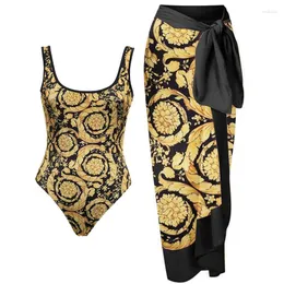 Damskie stroje kąpielowe kobiety bikini 2023 Swim garnitur Sexy One Piece Swimsuit Gold Druku