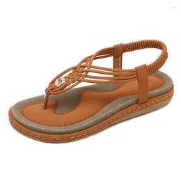 Sandali Maogu Slip-on da donna Scarpe con tacco basso 2023 Fashion Women Zeppe Sandalo Flat Flip-flop Beach Metal Braided Shoe Summer 42