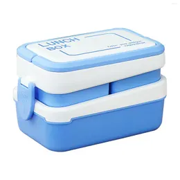 Dinnerware Sets 2 Layers Bento Case Meal Storage Cutlery With Handle Lunch Box Portable Removable Microwave Safe Multi Compartments