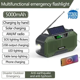 Radio Abree Emergency Am/fm Radio Solar Powered Hand Crank Phone Charger Multipurpose Led Flashlight for Outdoor Camping