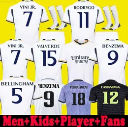 22 23 24 نسخة لاعبين قمصان كرة قدم نهائي بنزيمة ريال مادريدز RODRGO camiseta VINI JR CAMAVINGA بيلينجهام قميص كرة القدم للأطفال تصميم تدفق المد والجزر 52ess