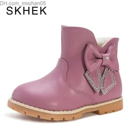 ブーツSkhek New Fashion Children Autunt Spring Winter Boots Cute Keep Warm Kids Girls Princess Boots Antislip Leather Girl Floral Boot 201113 Z230630