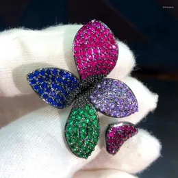 Collana Orecchini Set Missvikki Luxury Multicolor Ring Jewelry For Women Wedding Party Full Zircon Dubai Bridal High Quality Stre22