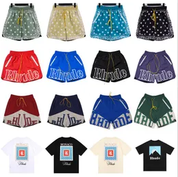 شورت Rhude Shars Sharts T Shirts High Street Fashion Shorts for Men Shirt Sere Sleeve Print Crewneck T-Shirt Top Top Tee Size Size Size