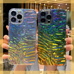 Designer de capa de telefone YEZHOU2 para Iphone13 pro Laser com mudança de cor padrão de onda plissada Galvanoplastia Apple 12 Capa protetora