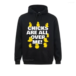 Men's Hoodies Chicks Are All Over Me Geek Ostern Day Student Leisure Clothes Graphic Long Sleeve Christmas Sweatshirts