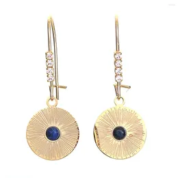 Baumelnde Ohrringe Noomi Goldener Überzug Eardrop Minimalistischer Edelstahl Naturstein Künstliche Frauen Hochzeit Party ZirconEarring Schmuck