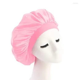 Hårklämmor Barrettes Justera styling Cap Vattentät Solid Satin Bonnet Long Care Women Night Sleep Hat Silk Head Wrap Tool Jewelhair