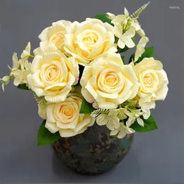 Kwiaty dekoracyjne sztuczny jedwabny jedwabny bukiet hortensja domowy salon dekoracja sypialnia symulacja Fałszywe róże roślina kwiatowa