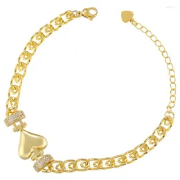 Link Armbänder ZHUKOU Gold Farbe Herz Messing Einstellbare Frauen Mode Manschetten Sommer Schmuck Großhandel VL309