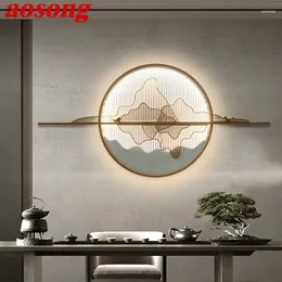 Lâmpada de parede AOSONG Moderna luminária LED 3 cores estilo chinês interior paisagem arandela luz decoração para quarto de estar