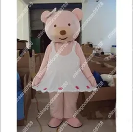 Nuovo costume adulto della mascotte dell'orso rosa del carattere Costume della mascotte dell'attrezzatura dei puntelli del corpo pieno del vestito di Natale di Halloween