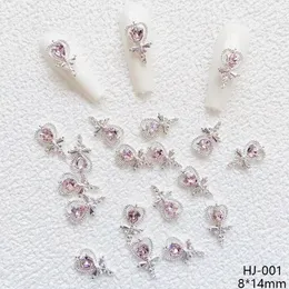 Nail Art Süslemeleri 50 Adet Peri Sopa Kalp Mikrop Tırnak Charm Denizci Kız Ay Tasarım Aksesuarları Nail Art Kaynağı 8 * 14 Mm Pembe Kristal Parıltılı Manikür 230629