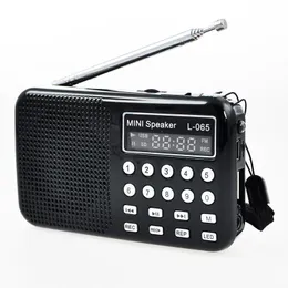 Rádio 5pcs/lote hot l065 portátil mini fm radio de rádio USB 2.0 AUX Audio Entrada LCD Radio Support TF SD CART