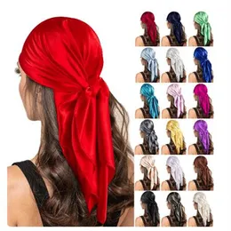 90*90 cm fast färg Satin Square Scarf Fashion Beach Women Head Wrap Spring Summer Shawl Ladies Foulard Bandanna ljuddämpare GC2200