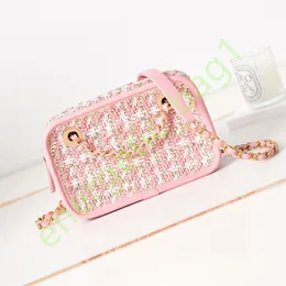 Bolsa de ombro feminina de couro genuíno, bolsa crossbody de alta qualidade com corrente de couro genuíno, bolsa de tecelagem de pele de carneiro, bolsa de luxo para mulheres