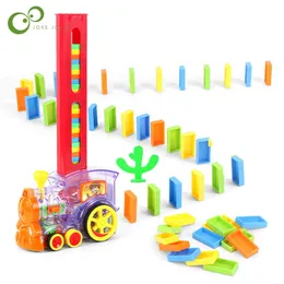 الكهربائية / RC مسار الدومينو التلقائي الكهربائية وضع قطار صغير للأطفال ألعاب تعليمية ملونة بنة الربط لتقوم بها بنفسك هدية للطفل XPY 230629