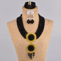 Halsband örhängen set majalia mode nigerianska bröllop lady smycken orange kristall afrikansk ls-11Arrings