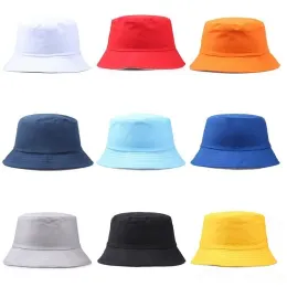 Resefiskare Leisure Bucket Cap Solid Color Fashion Mens Womens Flat Top Wide Summer Outdoor Sport Sun Hat WCW003