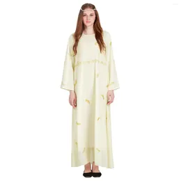 Vestuário étnico Chegada Feminino Vestido de verão Abaya Muslim Chiffon Estampado O-Neck Longo Arábia Saudita Dubai Kaftans Robe Islâmico