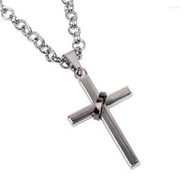 Ожерелья с подвесками из нержавеющей стали крест ожерелье мужчины черный для женщин звено цепи молитва христианские украшения подарок Collier Femme