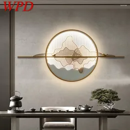 Wandleuchte WPD Moderne Bildleuchte LED 3 Farben Chinesischer Stil Innenlandschaft Wandleuchte Lichtdekor für Wohnzimmer Schlafzimmer
