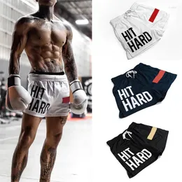 Men's Shorts Summer Quick-drying Sports Mesh Stretch Fitness Running Training Beach Pants HIT HARD Print GYM Basketball Short