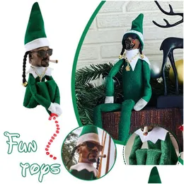 Dekoracje świąteczne Snoop na The Stoop Elf Doll Spy A wygięte zabawki Xmas New Year Festival Party Decor Dorad dostawa Home Garden Festi Dhne9