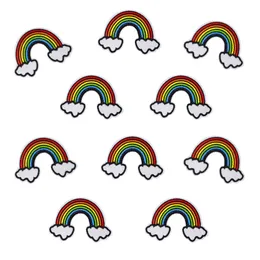 10st Rainbow Embroidered Patches For Kids Clothing Bags Iron On Transfer Applique Patch For Dress Jeans Diy Sew On Brodery STI259H