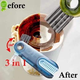 Nova escova de limpeza de copo 3 em 1 multifuncional escova de limpeza bucal de cozinha rotativa escova de limpeza acessórios para limpeza de espaços de garrafas