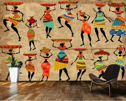 Bakgrunder Anpassad 3D -tapet Afrikansk kvinna Stil Etniska väggmålningar för vardagsrum sovrummet bakgrund vägg vattentät