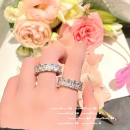 Cluster Rings 2pcs Fashion 925 Silver Ring Set Bling Clear Zircon Stone Geometric Wedding Engagement For Women Ladies Fine Jewelry