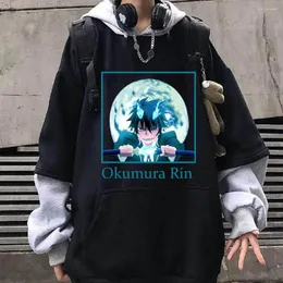 Erkek Hoodies Okumura Rin Manga Hoodie Harajuku Anime Blue Exorcist Erkek Kadın Unisex Loog Sleeve Sweatshirt