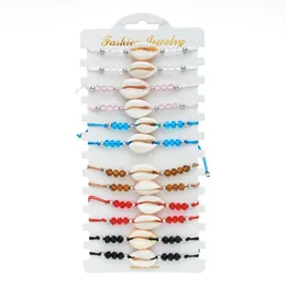 Colored Crystal Beads Shell Charm Bracelets For Women Men Handmade Braided Adjustable Bracelet Fashion